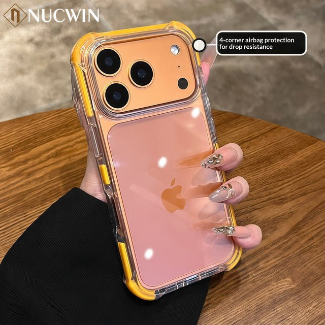 NUCWIN Transparente Acryl-Schutzhülle mit Vier-Ecken-Airbag-Schutz für iPhone 11 bis 17 Pro Max Plus, Pink - Bild 1