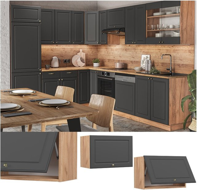 Vicco Hängeschrank Fame-Line Landhaus Eiche Anthrazit-Gold B: 60 cm, T: 40 cm, H: 34,1 cm - Bild 1