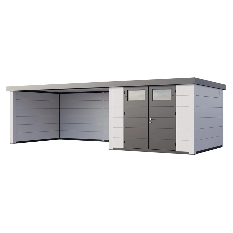 Telluria Gerätehaus Classico 3330 mit Lounge XL Links und weißen Ecken, B/H/T: 792 x 298 cm, Weiß - Bild 2