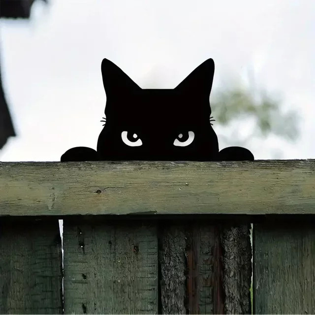 CIFBUY Katzenskulptur aus schwarzem Metall als Gartendekoration und Rasenornament - Bild 1
