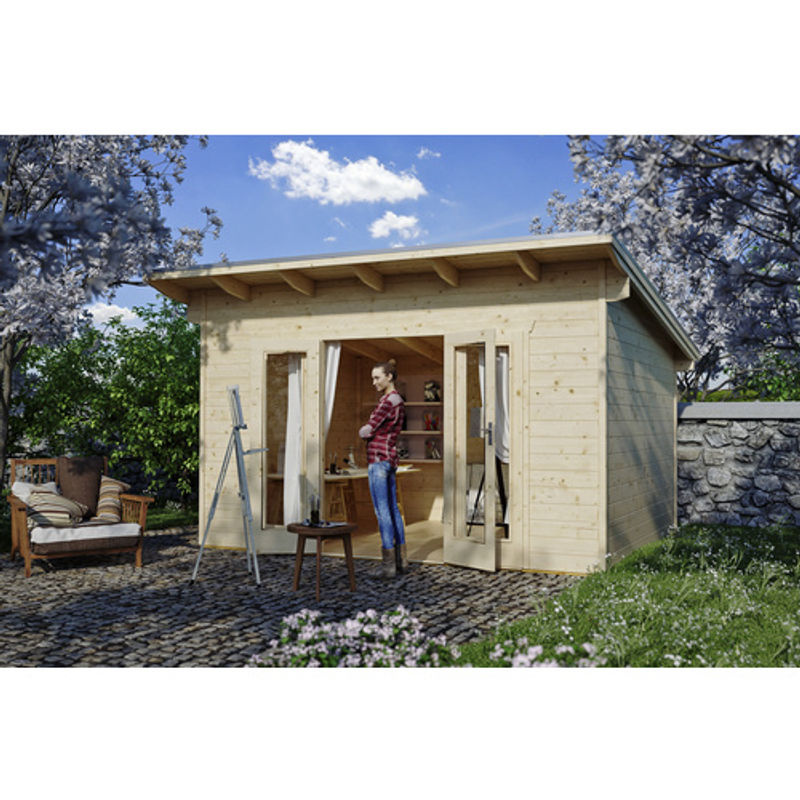 SKANHOLZ Gartenhaus Ostende aus Holz in Beige inklusive Fußboden, B/H/T: 390 x 249,5 x 250 cm - Bild 3
