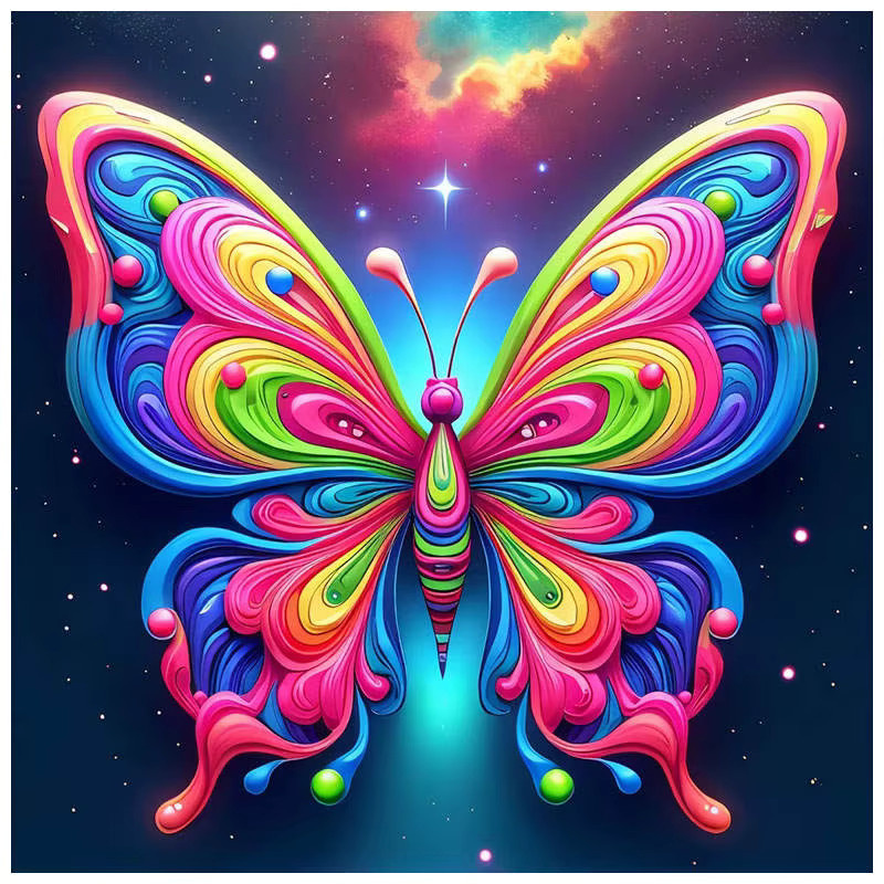 AZQSD 5D-Diamantgemälde Set mit buntem abstrakten Schmetterling auf Leinwand, funkelndes Strass-Kunst-Set mit runden Diamanten für die Wandgestaltung, Farbe: Multicolour - Bild 4