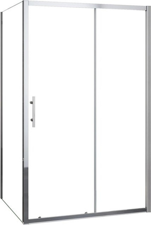 AICA Duschkabine mit Schiebetür und Seitenwand aus 5mm ESG Sicherheitsglas, B: 140 cm, H: 190 cm, Seitenwand: 70 cm
