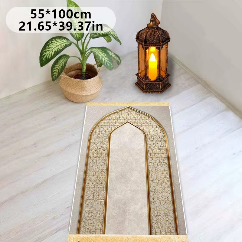 VIKAMA Gebetsmatte mit Quasten in Beige, orientalisch und faltbar - Bild 3