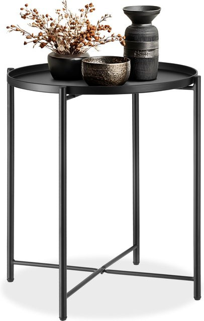 tectake Beistelltisch Chester aus Stahl in Schwarz mit abnehmbarer Ablage, B/T/H: 45,5 x 45,5 x 53 cm - Bild 1