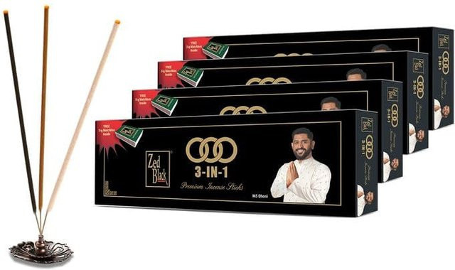 Zed Black 3 in 1 Räucherstäbchen 4er-Pack in Schwarz für Meditation und Zuhause - Bild 1