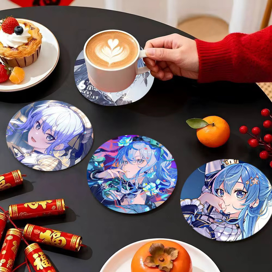 Hololive VTuber Hoshimachi Suisei Anime Untersetzer aus Holz, rund, mehrfarbig - Bild 2