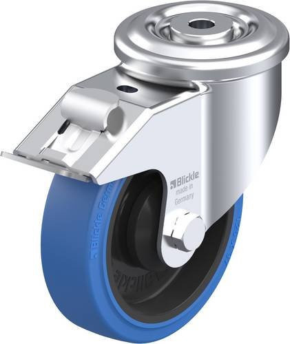 Blickle Lenkrolle LKR-POEV 125KA-FI-SB mit Feststeller in Schwarz und Blau, Rad-Durchmesser: 125 mm, Tragfähigkeit: 250 kg - Bild 1
