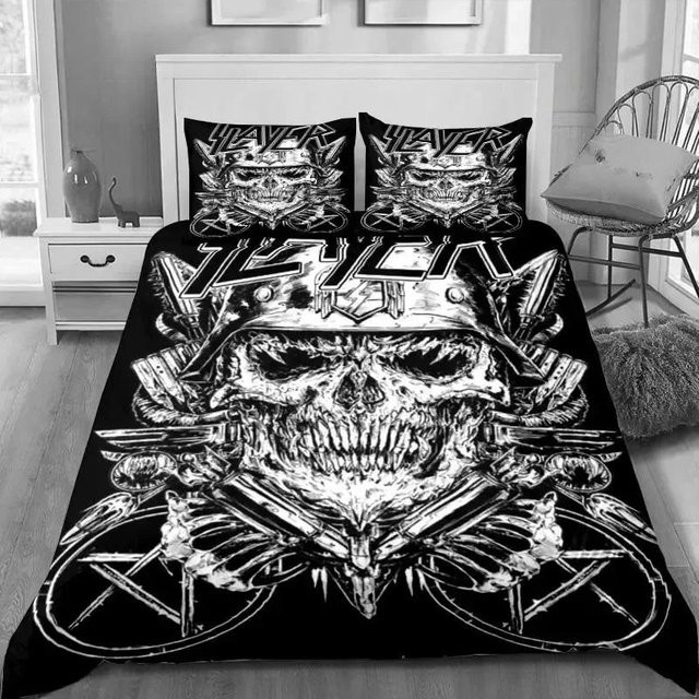 Slayer Heavy Metal Band Bettwäscheset mit Kissenbezug in Schwarz, B/H: 210 x 210 cm - Bild 1