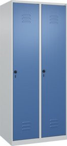 C+P Wäsche-Spind Classic PLUS mit 2 Abteilen, 4 Fachböden, Sicherheits-Drehriegel, Stahl, grau/blau, H x B x T: 185 x 80 x 50 cm - Bild 1
