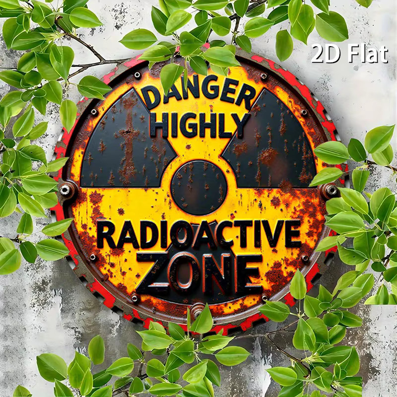 Potdemiel Rundes Aluminiumschild Strahlungswarnung DANGER HIGHLY Radioactive ZONE in Gelb, Durchmesser: 20 cm - Bild 6