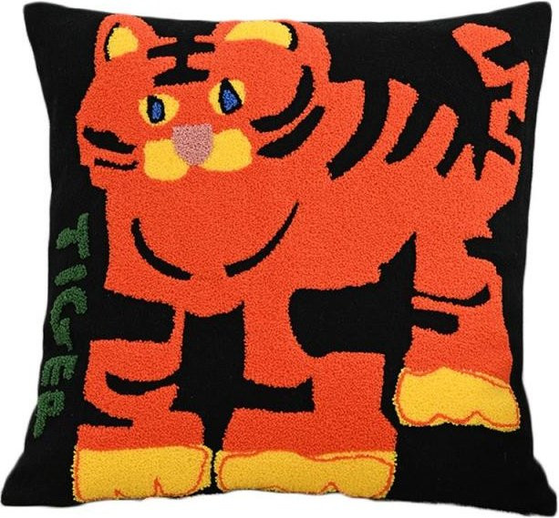 JMG Clothing Kissenbezug mit nordischer Cartoon-Tier-Stickerei aus Baumwoll-Canvas in Orange, B/T: 45 x 45 cm - Bild 1