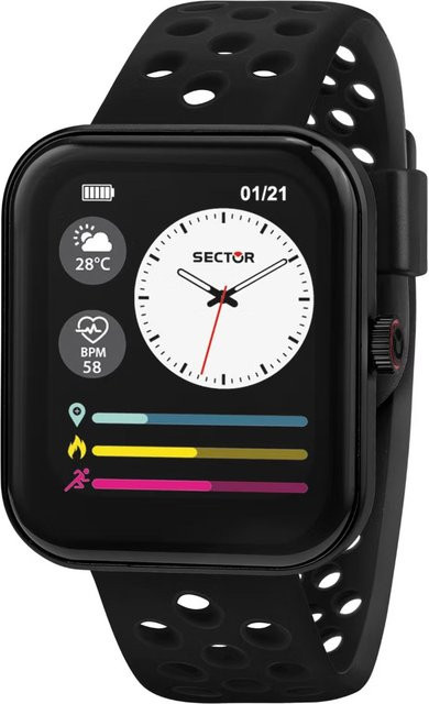 Sector Smartwatch, Edelstahl, Silikon, Schwarz, 38 mm, Unisex - Bild 1