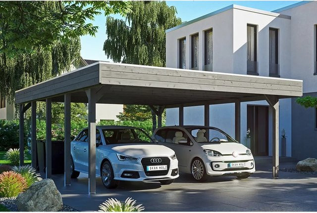 Skan Holz Carport Friesland in Schiefergrau mit Aluminiumdach, B/T: 557 x 708 cm, Höhe: 254 cm - Bild 1