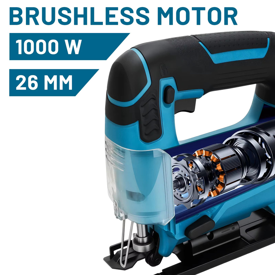 Gisam Bürstenlose elektrische Stichsäge mit 6000 U/min und variabler Geschwindigkeit für Makita 18V Akku, verstellbares Sägeblatt, 26mm - Bild 2