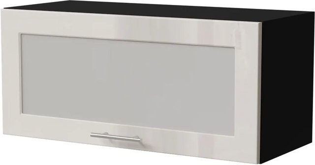 Feldmann-Wohnen Klapphängeschrank Brerra W4BS/80 WKF in Schwarz und Creme Hochglanz mit Glastüren und Soft-Close-Funktion, B/T/H: 80 x 32,5 x 36 cm - Bild 1