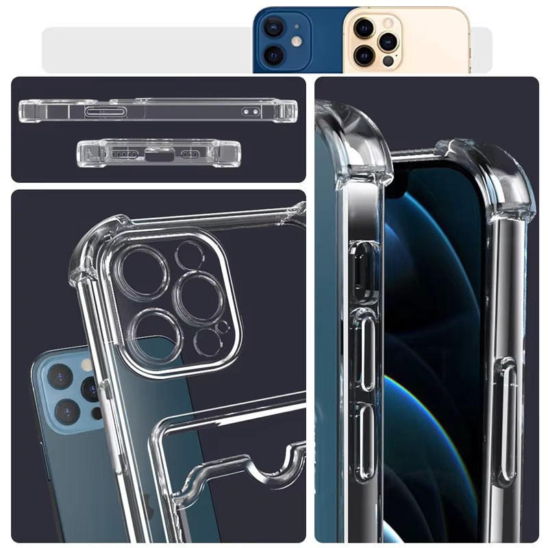 Stoßfeste Handyhülle mit Kartenfach für Xiaomi Redmi Note 13 12 11 10 9 Pro 8 9S 10S 11S 12S in Transparent - Bild 3