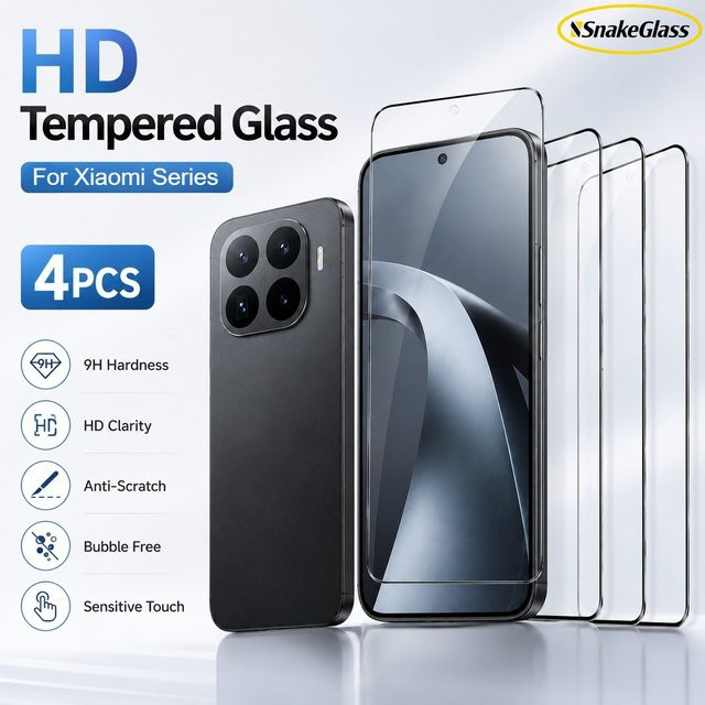 4 Stück HD Panzerglas Displayschutzfolie für Xiaomi 17T Pro 15 14T 13T 12Lite 11i 10T Pro 5G 9T Pro 8 Pro in Transparent - Bild 1