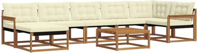 vidaXL Outdoor-Sofagarnitur 22-teilig aus Akazienholz mit Textilene-Polstern in Natur und Creme - Bild 1