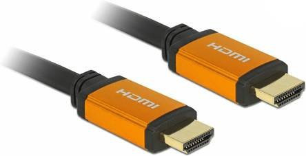 Delock HDMI Anschlusskabel 4K UHD Schwarz Gelb 3m mit vergoldeten Steckkontakten und dreifacher Schirmung - Bild 1