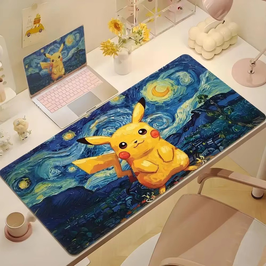 Potdemiel Gaming-Mauspad aus Leder mit Psyduck Motiv in Multicolour für PC und Tastatur - Bild 1