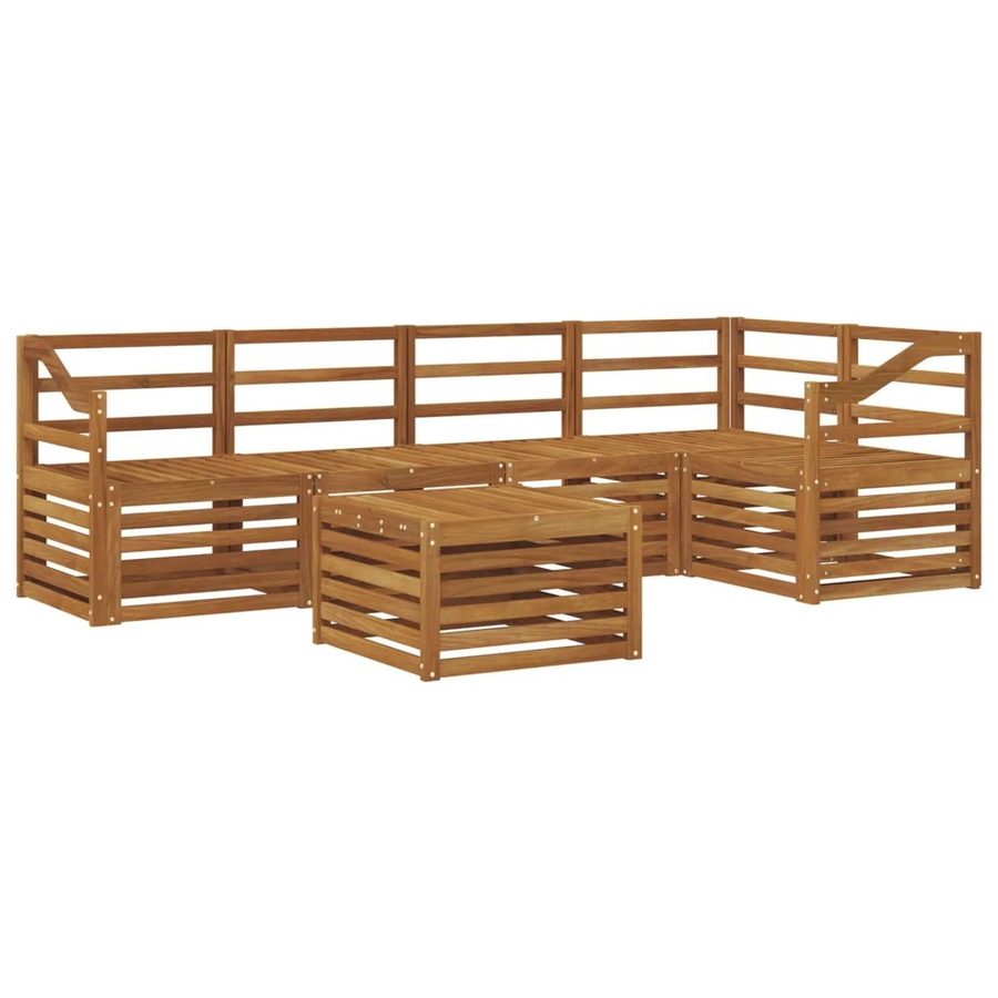 vidaXL 6-teilige Garten-Sofagarnitur aus Massivholz Akazie in Braun und Beige mit L-Form, Eckelementen und Couchtisch - Bild 2