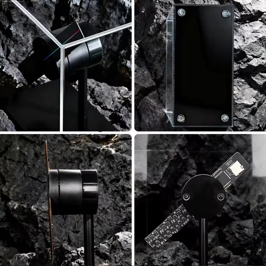 OIMG 3D Hologramm Fan mit LED-Anzeige und Mini-Logo Projektor für 3D Werbung in Schwarz, Durchmesser: 20 cm - Bild 2