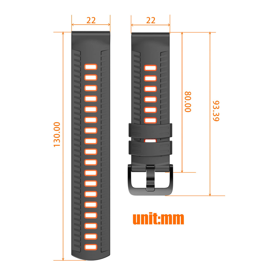 Uhrenarmband Silikon, Schwarz, Unisex, 22 mm - Bild 6