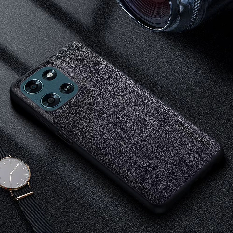 Luxus-Handyhülle aus Leder für Motorola Moto G Play 2026 im Retro-Business-Stil in Braun - Bild 2