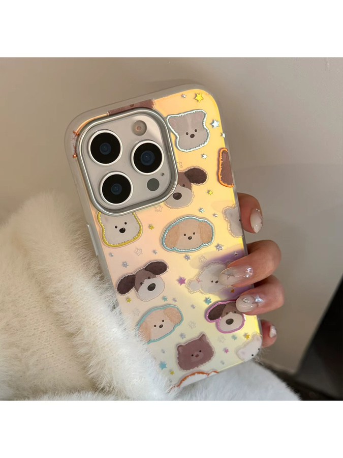 MUQGEW Handyhülle mit Koreanischem Cartoon-Welpen-Design und Laserbeschichtung für iPhone 17 16 15 14 13 12 Pro Max Plus, Stoßfest, Multicolour - Bild 4