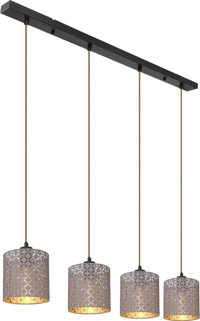 Globo Hängeleuchte Cindy 4-flammig in Schwarz matt aus Metall mit höhenverstellbarer Aufhängung, Breite: 98 cm, Tiefe: 16 cm - Bild 1