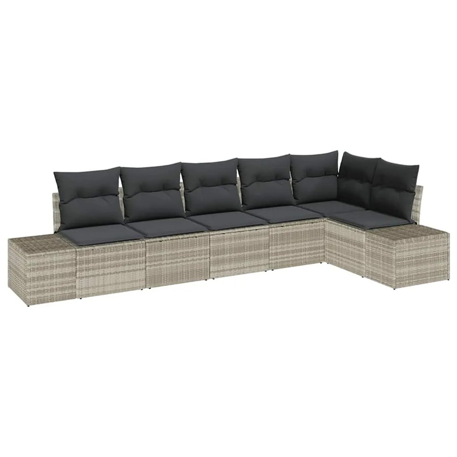 vidaXL 6-teiliges Gartensofa-Set aus Polyrattan in Grau mit Kissen für Garten, Balkon und Terrasse - Bild 2
