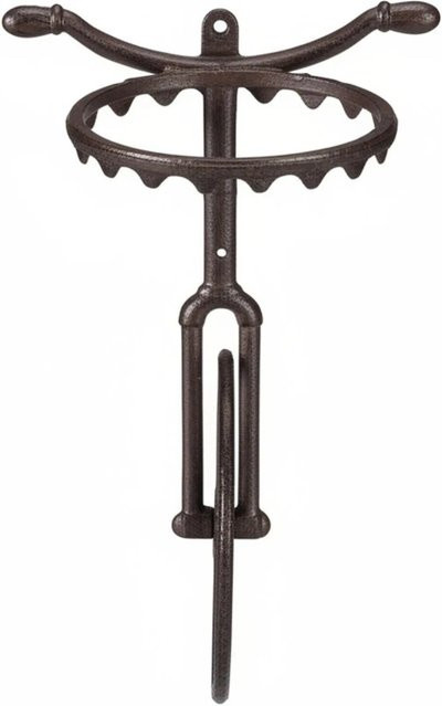 Relaxdays Wand Blumenhalter Einrad aus Gusseisen in Dunkelbraun, B/H/T: 35 x 23,5 x 17 cm - Bild 1
