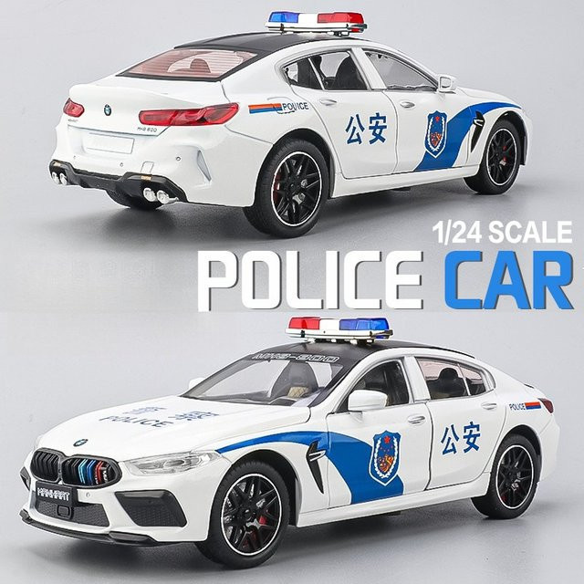 MAKEDA M8 MODELL Y Polizeiauto, Modell Spielzeug, 1:24, Metall, mit Licht und Sound - Bild 1
