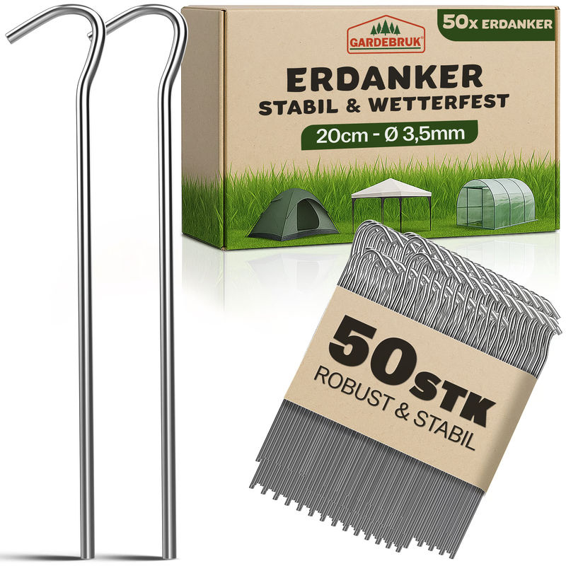 Gardebruk 50er-Set Heringe aus verzinktem Stahl, Farbe: Silber, Durchmesser: 3,5 mm - Bild 5