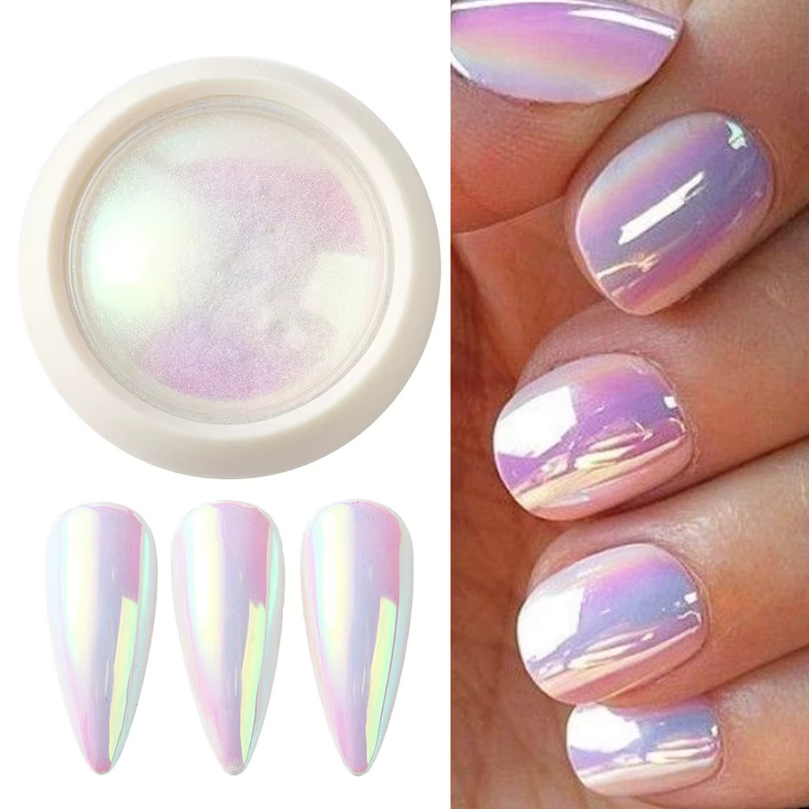 Full Beauty Einhorn Chrom Nagel Pulver, Neon Aurora Spiegel Effekt - Bild 2