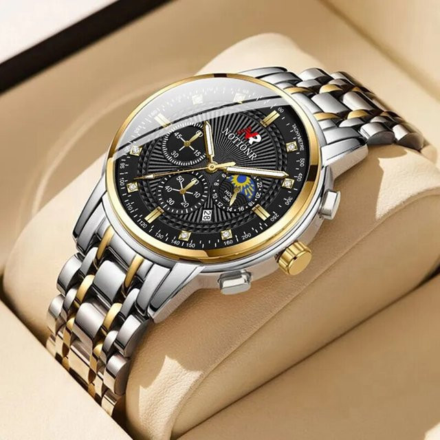 NOTIONR Armbanduhr Quarz, Edelstahl, Schwarz, Herren - Bild 1