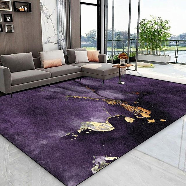 Karpetti Abstrakter Teppich in Violett mit geometrischem Design, rutschfest und waschbar, B: 160 cm, T: 200 cm - Bild 1