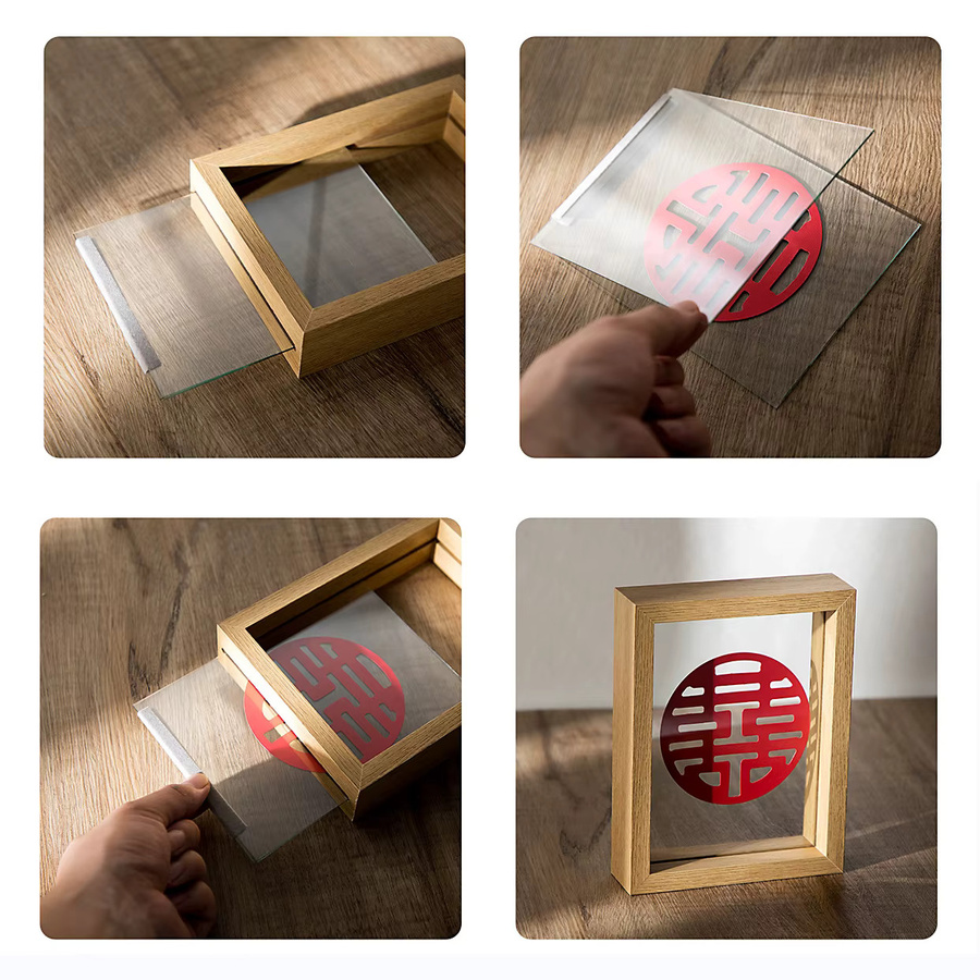 VCC Holzprobenrahmen mit echtem Glas in Braun, rechteckiger Bilderrahmen für Hochzeitsfotos, Desktop-Fotodekoration, 10 x 15 cm - Bild 4