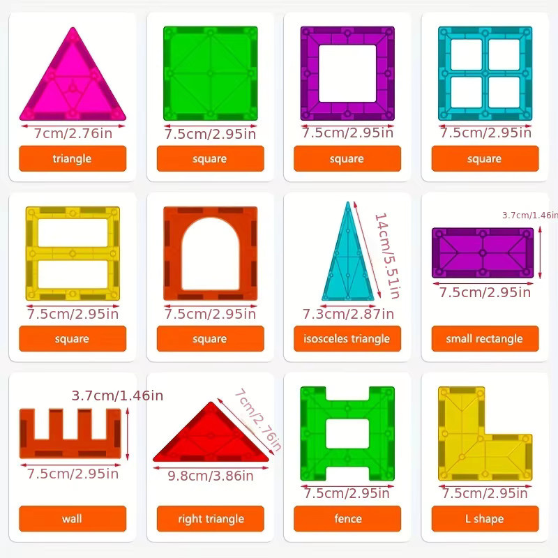 VineDi Magnetische Bausteine Set aus Kunststoff, Montessori Konstruktions-Baupuzzle für Kinder, Unisex - Bild 1