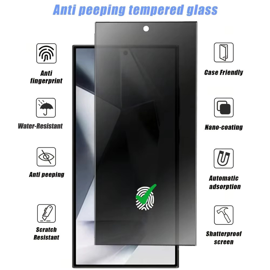 NNBILI Sichtschutz-Panzerglas für Samsung Galaxy S26 Ultra, S24 und S25+ mit Fingerabdruck-Entsperrung und Anti-Spy-Funktion - Bild 3