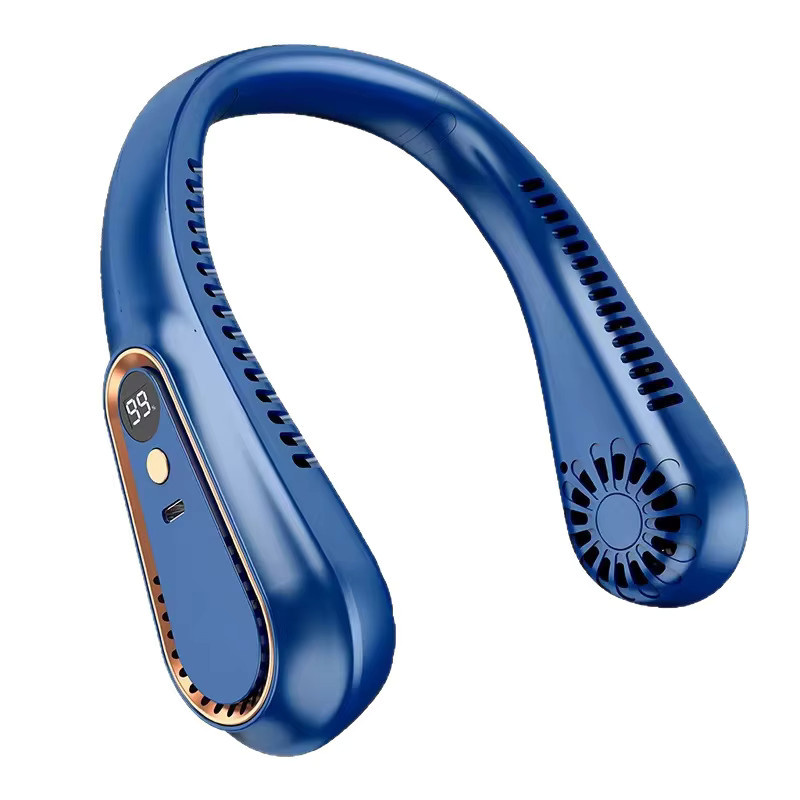 HOMEFISH Tragbarer USB-Luftkühler im Halsband-Stil mit LED-Anzeige und 5-stufiger Geschwindigkeitsregulierung in Weiß oder Blau - Bild 6