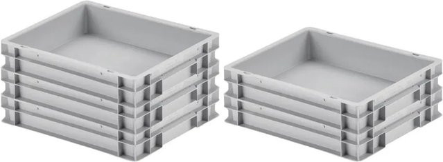 PROREGAL SuperSparSet 5er Pack Eurobox Transportbehälter mit geschlossenem Griff, Grau, H x B x T: 7,5 x 30 x 40 cm - Bild 1
