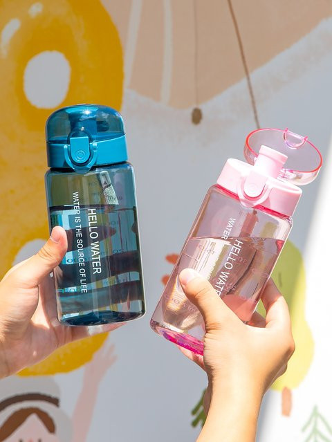 YOCITY Wasserflasche mit Filter und Skala, transparent/pink, 550 ml - Bild 1