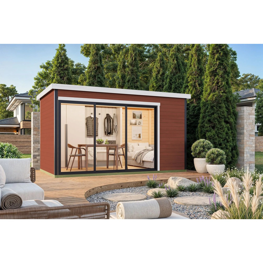 Lasita Gartenhaus Austin in Schwedenrot, B/H/T: 439,6 x 239,4 x 259,6 cm - Bild 3
