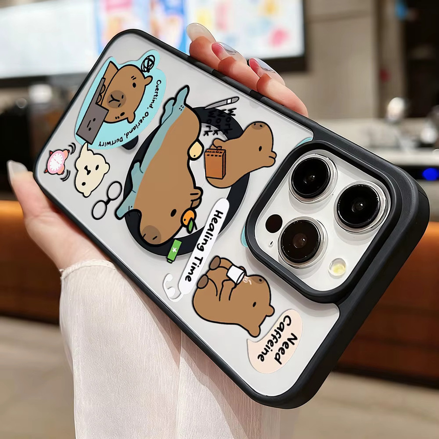 Transparente Capybara Handyhülle mit Trageband und Magnetfunktion für iPhone 11 bis iPhone 17 Pro Max - Bild 6