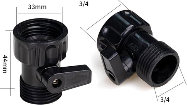 2er-Set Gartenbewässerungsventil Adapter 3/4 Zoll Außengewinde auf Innengewinde in Schwarz - Bild 1