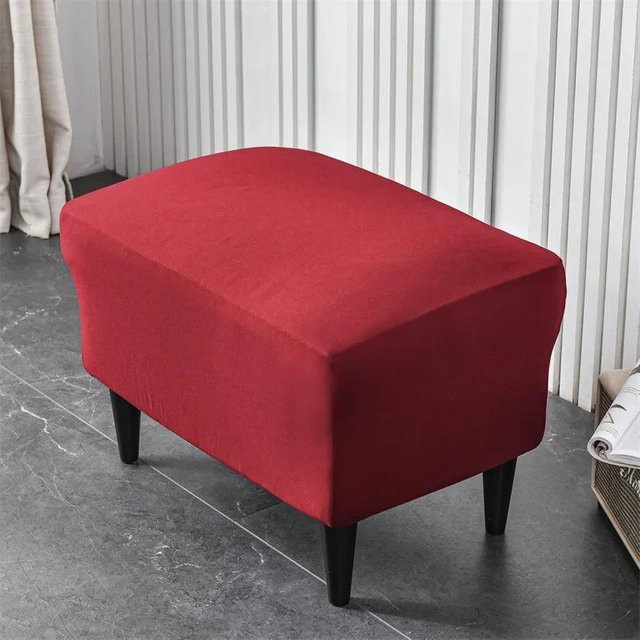Yiran Furniture Elastischer Hockerbezug aus Samt in Rot für rechteckige Hocker und Fußstützen - Bild 1