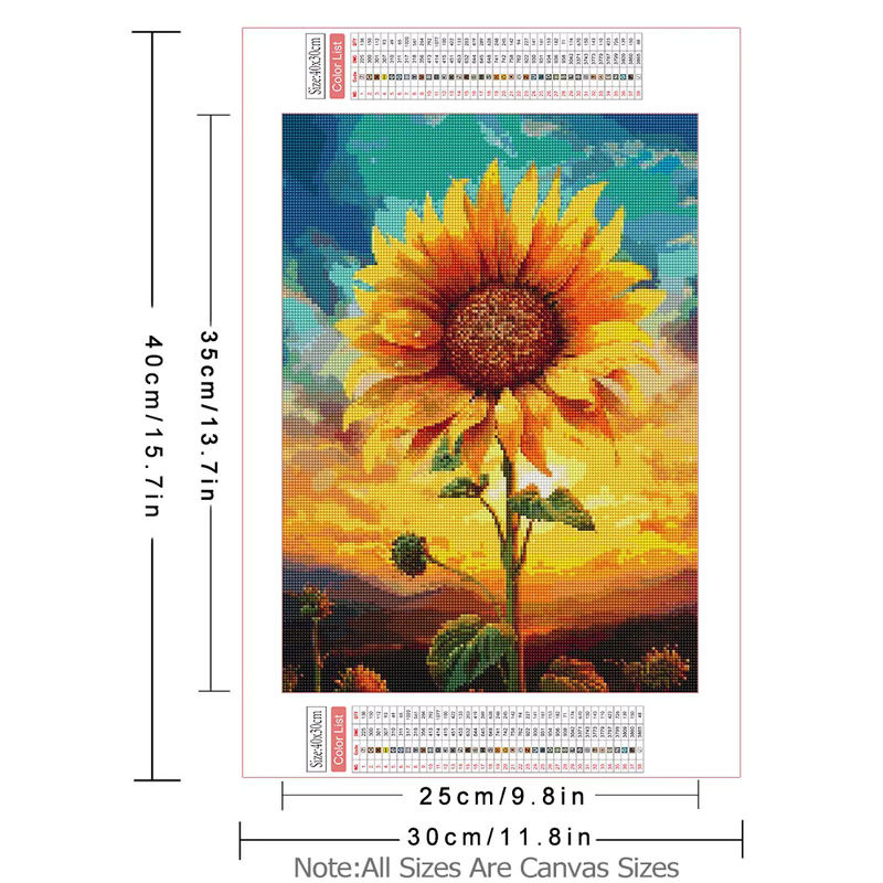 AZQSD Diamant-Malerei-Set Sonnenblumen in Gelb mit runden Strasssteinen für 5D-Diamant-Kreuzstich und Wanddekoration - Bild 2