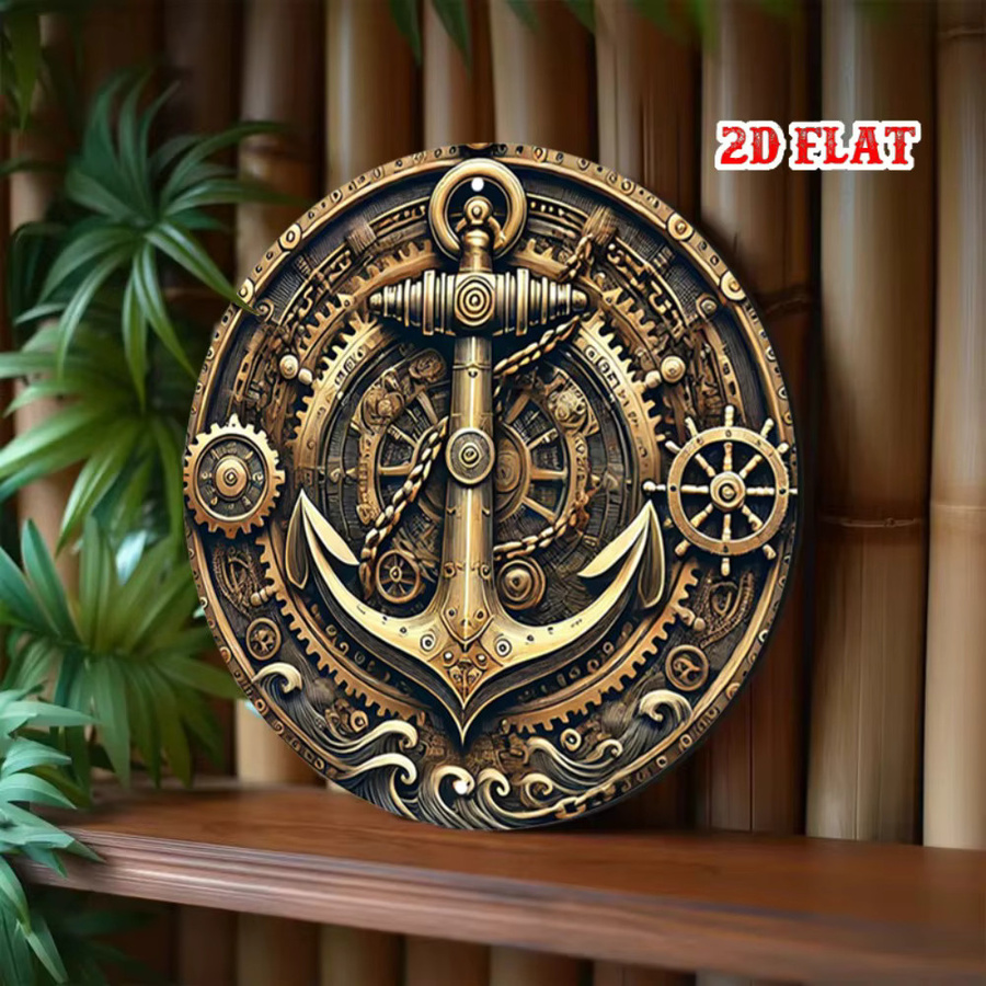 CIFBUY Vintage Steampunk Anker Wandkunst aus Metall, Rund, Blau-Bronze, Durchmesser: 20 cm - Bild 4